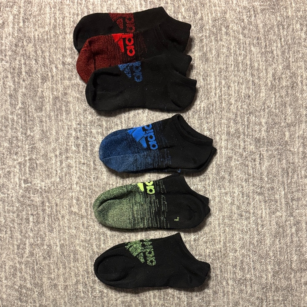 Lot of Boys Adidas Socks Large 9-11 Shoe Size 3-9 Black